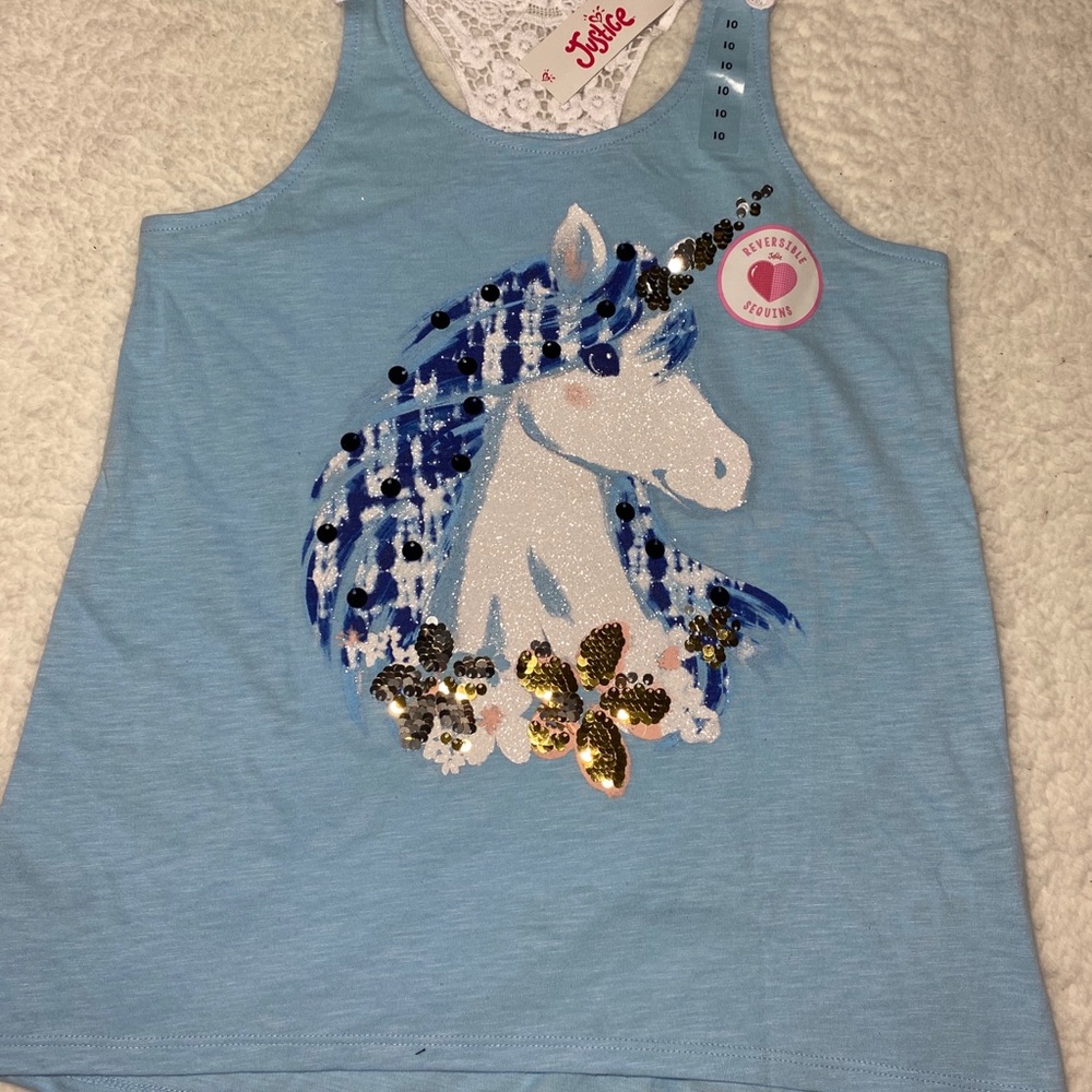 🐼 Baby blue unicorn justice tank top